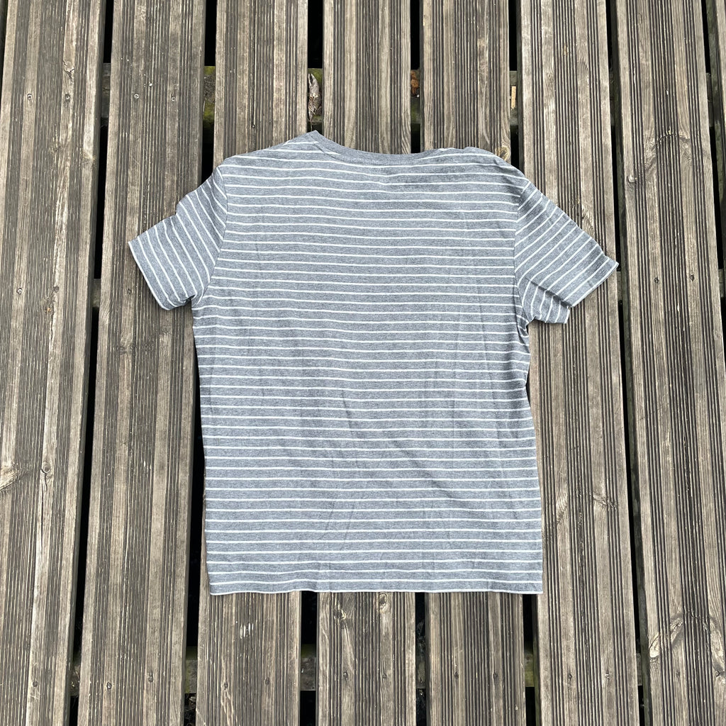 RALPH LAUREN T-SHIRT STRIBET GREY AND WHITE - SIZE/L
