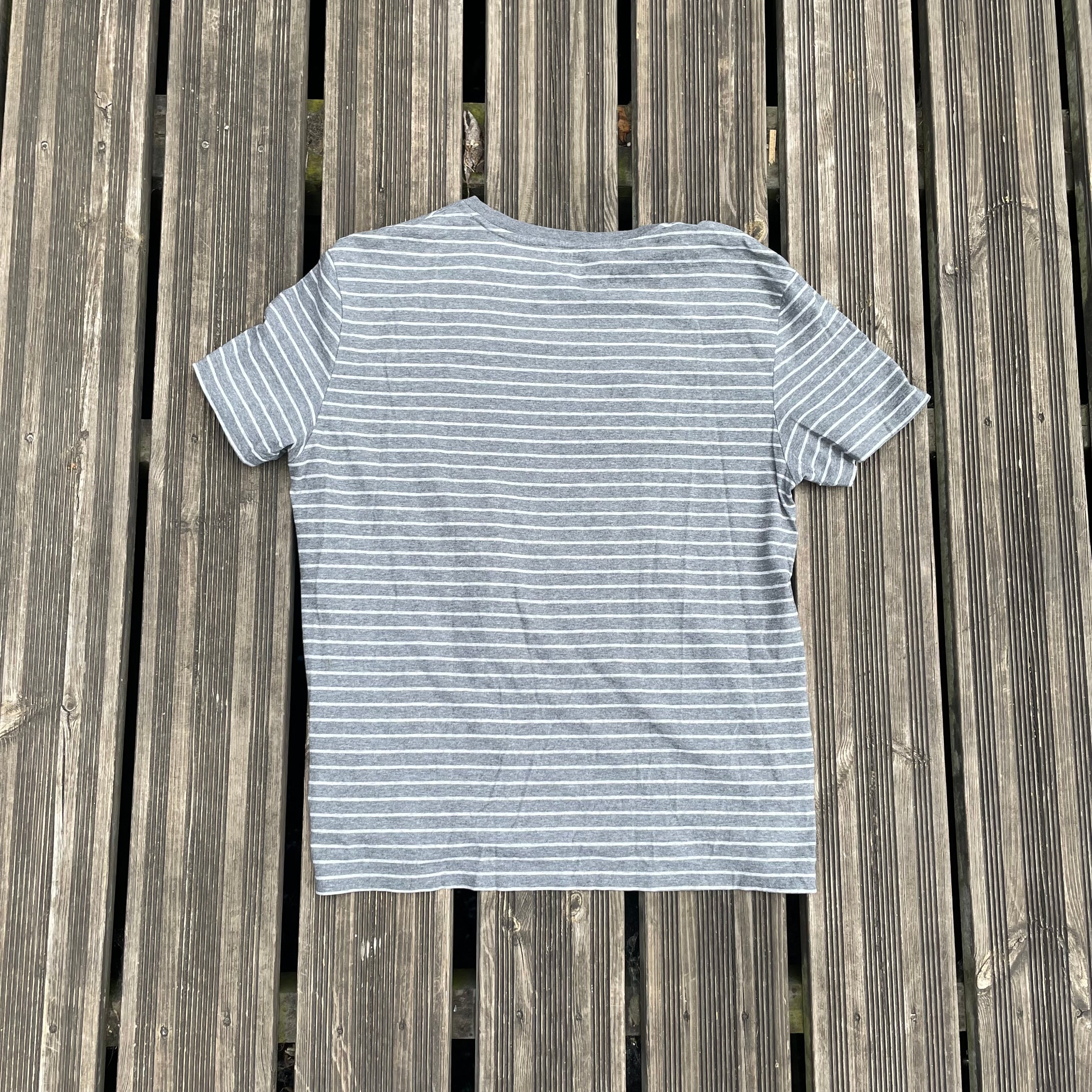 RALPH LAUREN T-SHIRT STRIBET GREY AND WHITE - SIZE/L