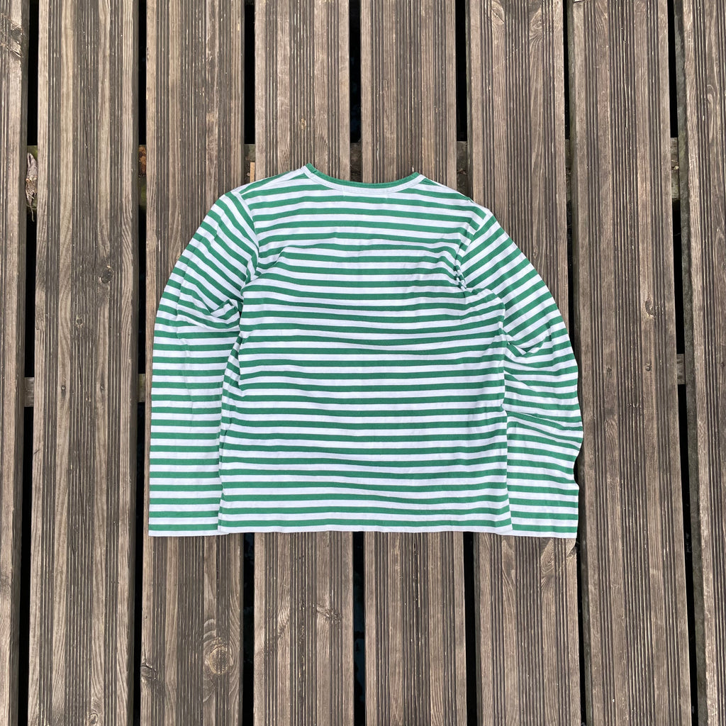 COMMES DES GARCON (CDG) GREEN AND WHITE LONGSLEEVE - SIZE/XS