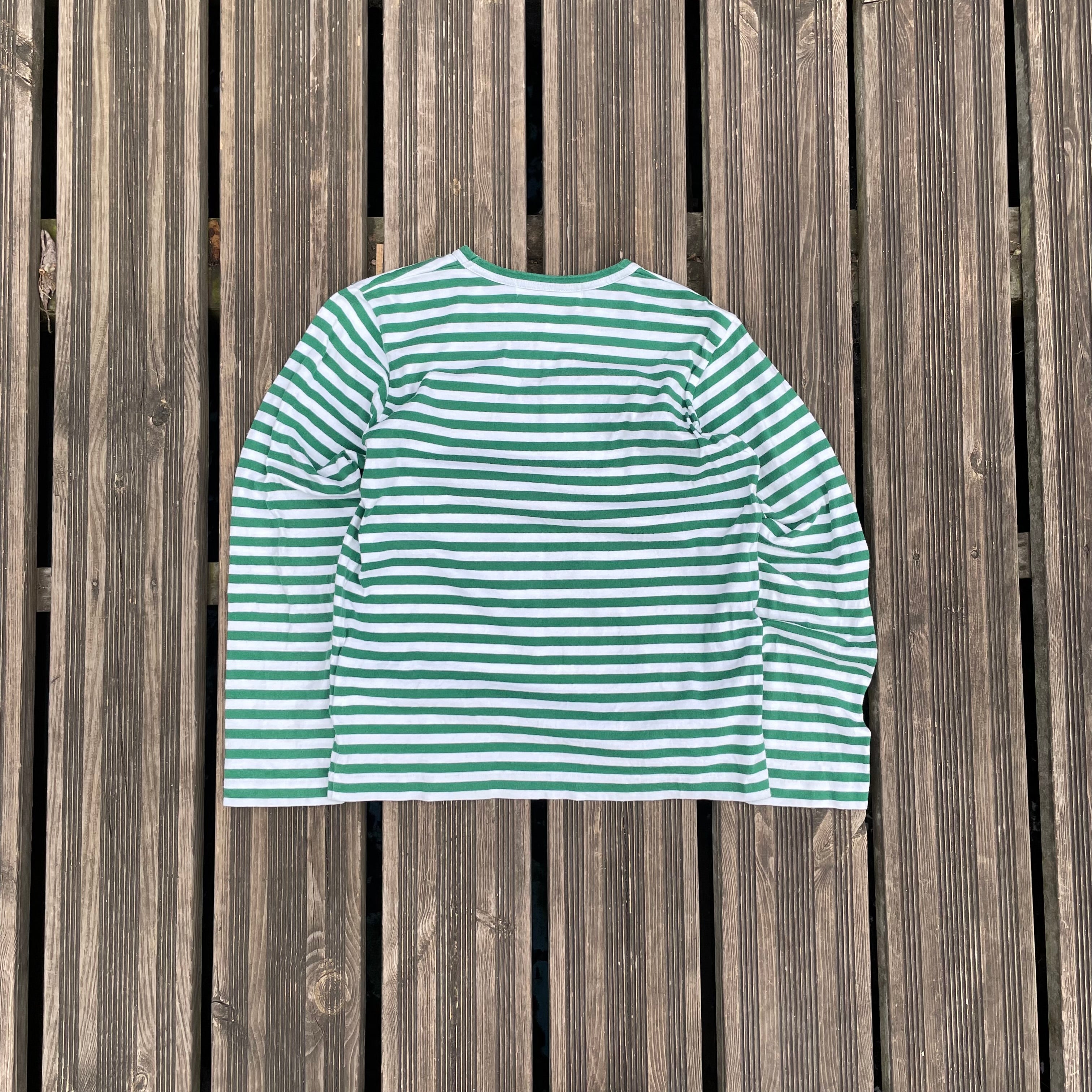 COMMES DES GARCON (CDG) GREEN AND WHITE LONGSLEEVE - SIZE/XS